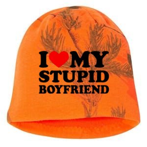 I Love My Stupid Boyfriend I Heart My Stupid Bf Valentine Kati - Camo Knit Beanie