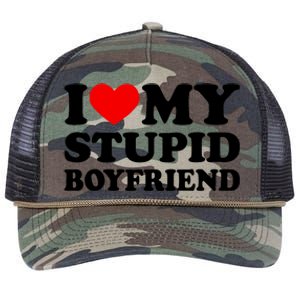 I Love My Stupid Boyfriend I Heart My Stupid Bf Valentine Retro Rope Trucker Hat Cap