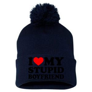 I Love My Stupid Boyfriend I Heart My Stupid Bf Valentine Pom Pom 12in Knit Beanie