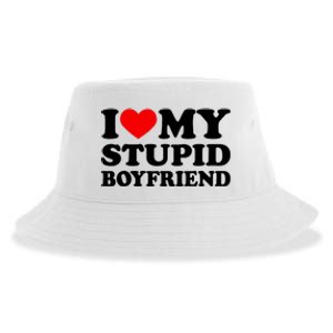 I Love My Stupid Boyfriend I Heart My Stupid Bf Valentine Sustainable Bucket Hat