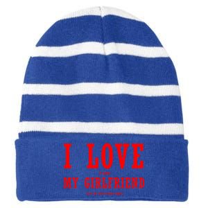 I Love My Friend Funny Video Gaming Gamer Gift Gift Striped Beanie with Solid Band