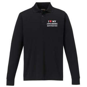 I Love My Awesome Friend Happy Valentines Day Gift Performance Long Sleeve Polo