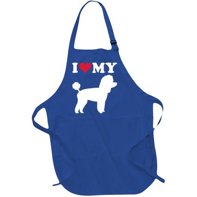 I Love My Toy Poodle Gift Full-Length Apron With Pockets