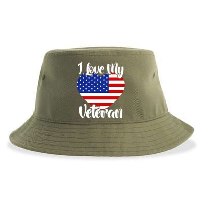 I Love My Veteran Usa Flag American Memorial Day Great Gift Sustainable Bucket Hat