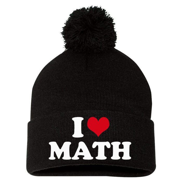 I Love Math Pom Pom 12in Knit Beanie