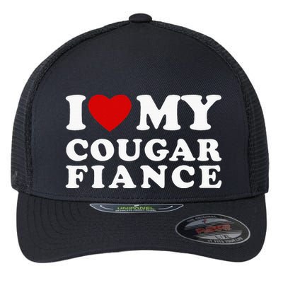I Love My Cougar Fiance I Heart My Cougar Fiance Flexfit Unipanel Trucker Cap