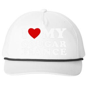 I Love My Cougar Fiance I Heart My Cougar Fiance Snapback Five-Panel Rope Hat