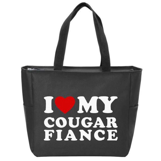 I Love My Cougar Fiance I Heart My Cougar Fiance Zip Tote Bag