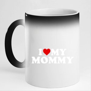 I Love My Mommy Mom Gift Red Heart Meaningful Gift 11oz Black Color Changing Mug