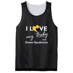 I Love My Baby With Down Syndrome Gift Family Matching Mesh Reversible Basketball Jersey Tank