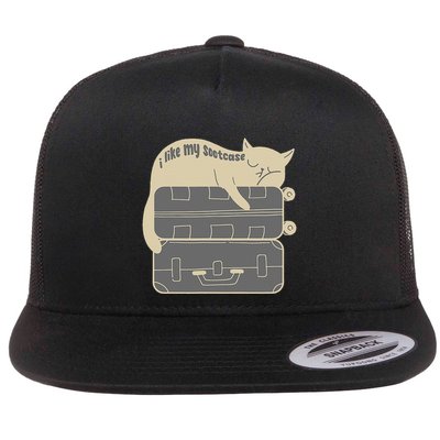 I Like My Suitcase I Like My Suite Case Funny Trump Cat Flat Bill Trucker Hat