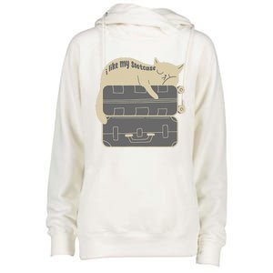 I Like My Suitcase I Like My Suite Case Funny Trump Cat Womens Funnel Neck Pullover Hood