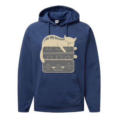 I Like My Suitcase I Like My Suite Case Funny Trump Cat Performance Fleece Hoodie