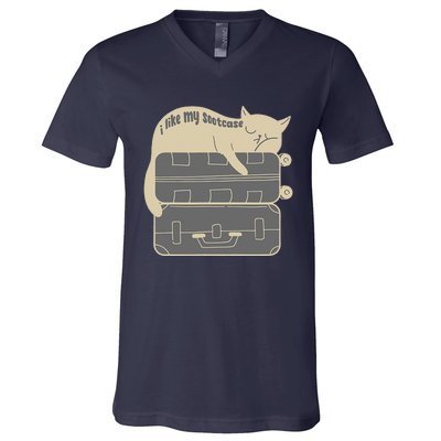 I Like My Suitcase I Like My Suite Case Funny Trump Cat V-Neck T-Shirt