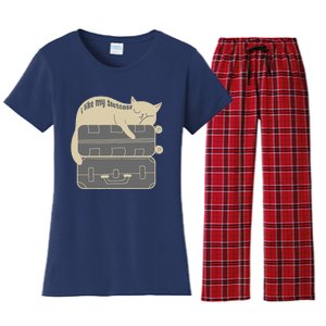 I Like My Suitcase I Like My Suite Case Funny Trump Cat Women's Flannel Pajama Set