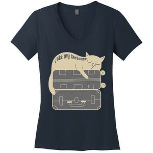 I Like My Suitcase I Like My Suite Case Funny Trump Cat Women's V-Neck T-Shirt