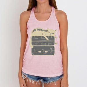 I Like My Suitcase I Like My Suite Case Funny Trump Cat Women's Knotted Racerback Tank