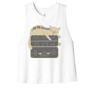 I Like My Suitcase I Like My Suite Case Funny Trump Cat Women's Racerback Cropped Tank