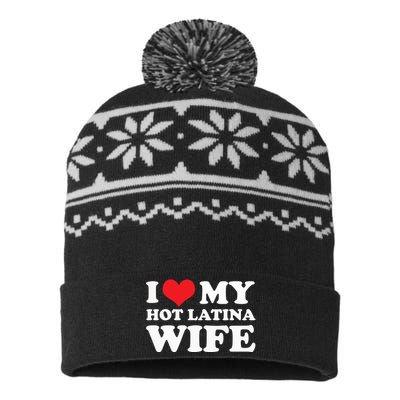 I Love My Hot Latina Wife I Love My Hot Wife I Heart USA-Made Snowflake Beanie