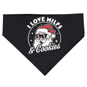 I Love Milfs And Cookies Naughty Santa Claus Christmas USA-Made Doggie Bandana