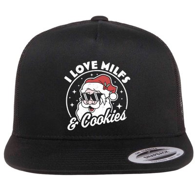 I Love Milfs And Cookies Naughty Santa Claus Christmas Flatbill Hat