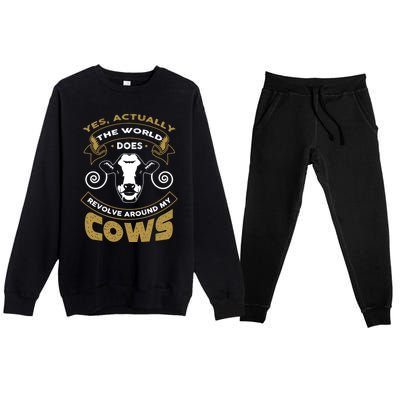 I Love My Cows Gift Funny Cows Gift Premium Crewneck Sweatsuit Set