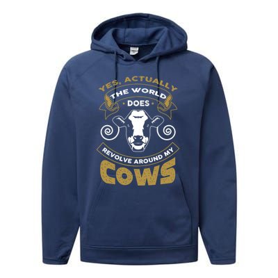 I Love My Cows Gift Funny Cows Gift Performance Fleece Hoodie