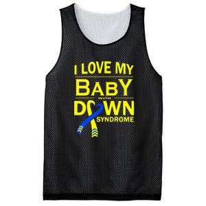 I Love My Baby With Down Syndrome Gift Family Matching Mesh Reversible Basketball Jersey Tank