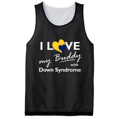 I Love My Buddy With Down Syndrome Gift Family Matching Mesh Reversible Basketball Jersey Tank