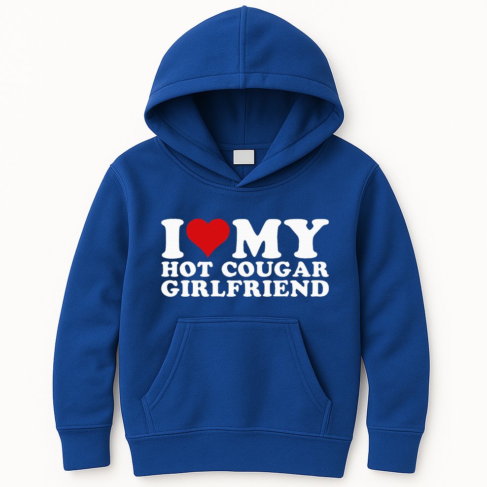 I Love My Hot Cougar Girlfriend I Heart My Hot Cougar Gf Kids Hoodie