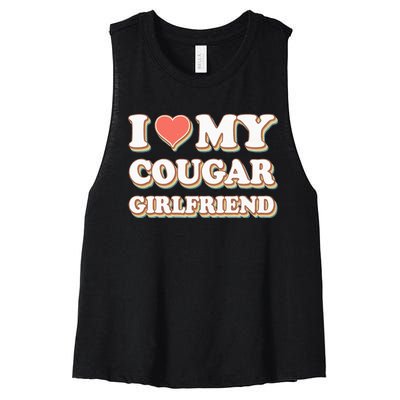 I Loved My Cougar Girlfriend Vintage I Heart My Cougar GF Women's Racerback Cropped Tank