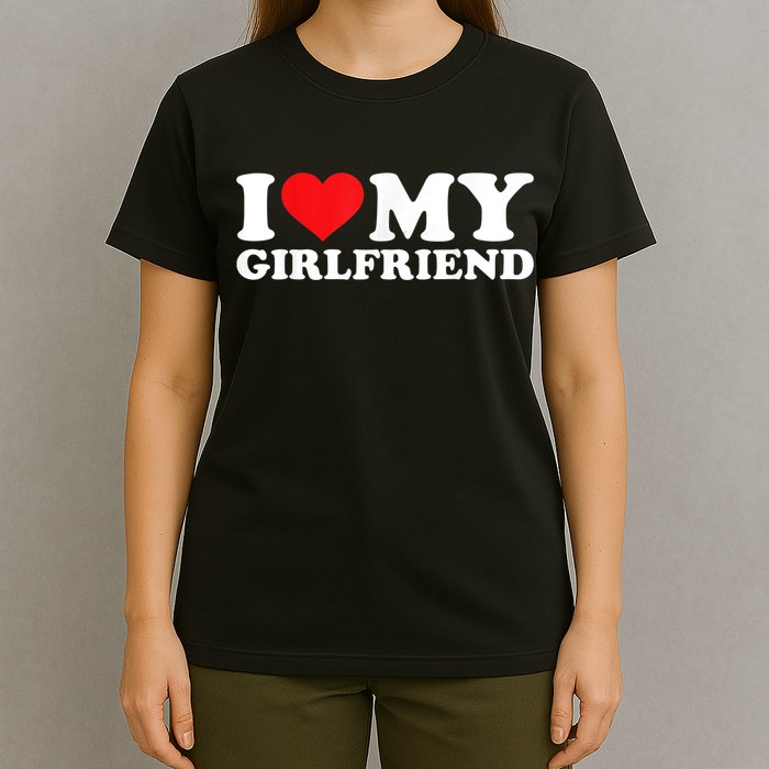 I Love My Girlfriend Tshirt Funny Valentine Red Heart Love T-Shirt