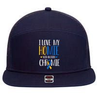 I Love My Homie With An Extra Chromie Down Syndrome T21 7 Panel Mesh Trucker Snapback Hat