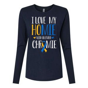 I Love My Homie With An Extra Chromie Down Syndrome T21 Womens Cotton Relaxed Long Sleeve T-Shirt