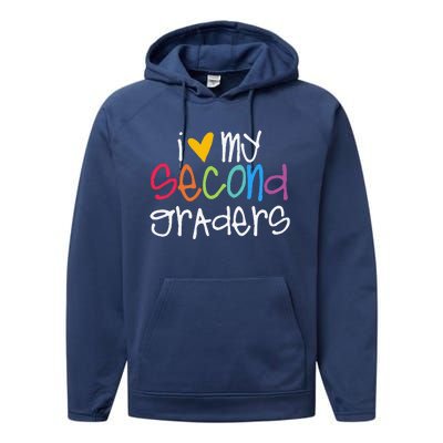 I Love My Second Graders Heart First Day Of School Teacher Performance Fleece Hoodie