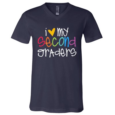 I Love My Second Graders Heart First Day Of School Teacher V-Neck T-Shirt