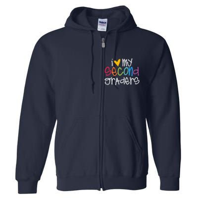 I Love My Second Graders Heart First Day Of School Teacher Full Zip Hoodie