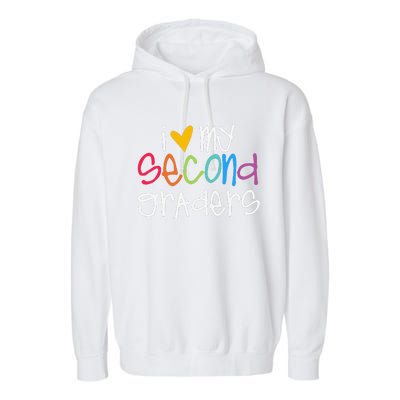 I Love My Second Graders Heart First Day Of School Teacher Garment-Dyed Fleece Hoodie