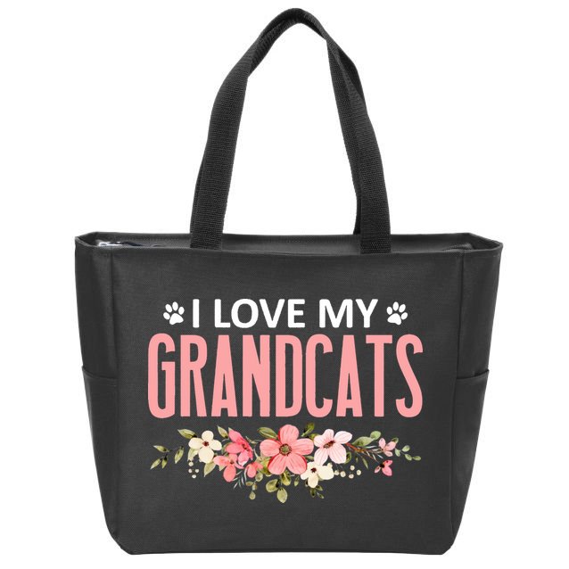 I Love My Grandcats Cat Lover Granddad Grandma Grandparent Zip Tote Bag