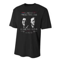 I Like My Presidents Like I Like My Guns 40 45 Youth Performance Sprint T-Shirt