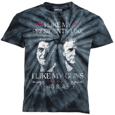 I Like My Presidents Like I Like My Guns 40 45 Kids Tie-Dye T-Shirt