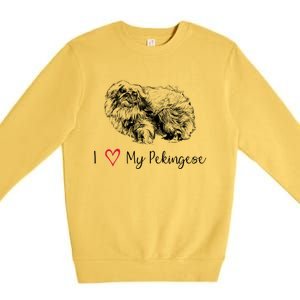 I Love My Pekingese Gift For Pekingese Mama Gift Premium Crewneck Sweatshirt