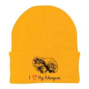 I Love My Pekingese Gift For Pekingese Mama Gift Knit Cap Winter Beanie