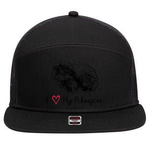 I Love My Pekingese Gift For Pekingese Mama Gift 7 Panel Mesh Trucker Snapback Hat