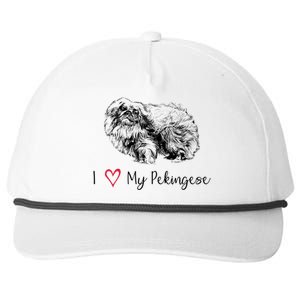 I Love My Pekingese Gift For Pekingese Mama Gift Snapback Five-Panel Rope Hat