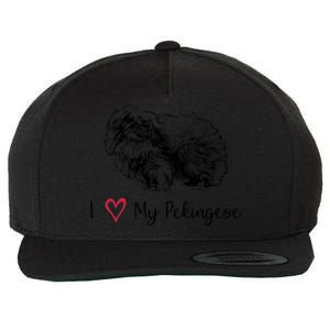 I Love My Pekingese Gift For Pekingese Mama Gift Wool Snapback Cap