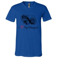 I Love My Pekingese Gift For Pekingese Mama Gift V-Neck T-Shirt