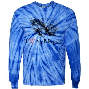 I Love My Pekingese Gift For Pekingese Mama Gift Tie-Dye Long Sleeve Shirt