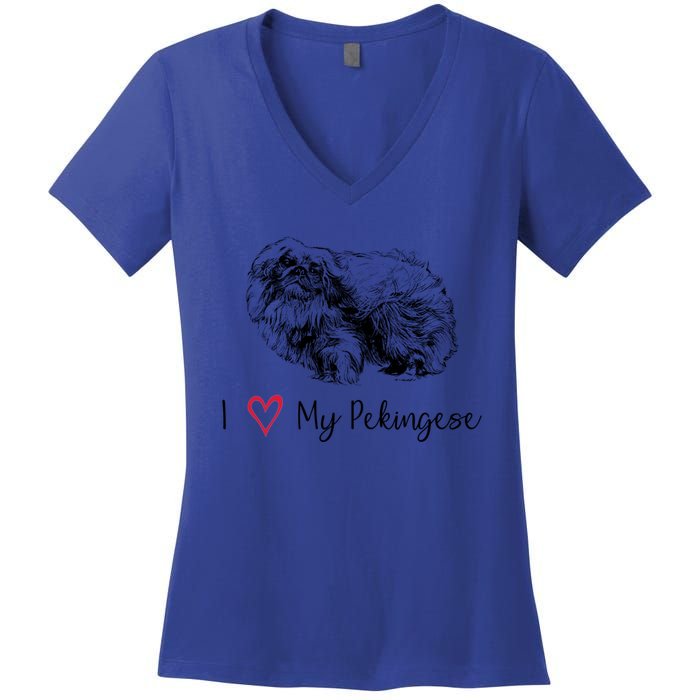 I Love My Pekingese Gift For Pekingese Mama Gift Women's V-Neck T-Shirt