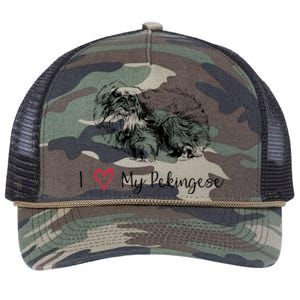 I Love My Pekingese Gift For Pekingese Mama Gift Retro Rope Trucker Hat Cap